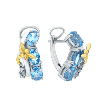 

Silver earrings with Topaz and cubic zirconia sunlight sample 925
