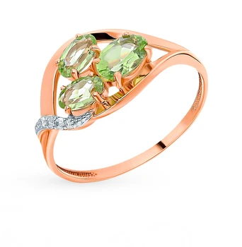 

Gold ring with хризолитом and cubic zirconia sunlight sample 585 test