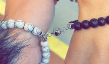 2021 de moda 2 unids/set cuentas de piedra Natural pulsera de Yoga para los amantes distancia imán par de pulseras de joyería de amistad