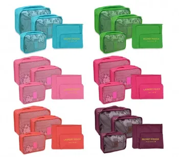 

2779 Set of 6 organizers for suitcase in different sizes and colors