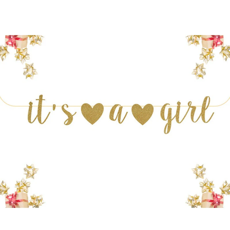 Баннер т's a Girl баннер с блестками Baby Shower золотой серебряный декор для