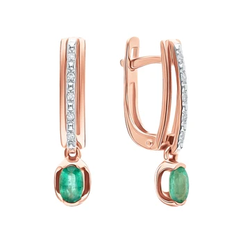 

Gold earrings with emeralds and diamonds sunlight sample 585