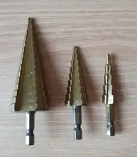 Conjunto de broca de paso con revestimiento de titanio HSS, herramientas eléctricas de perforación para carpintería, cortador de agujeros para madera, cono, 3/5 Uds.