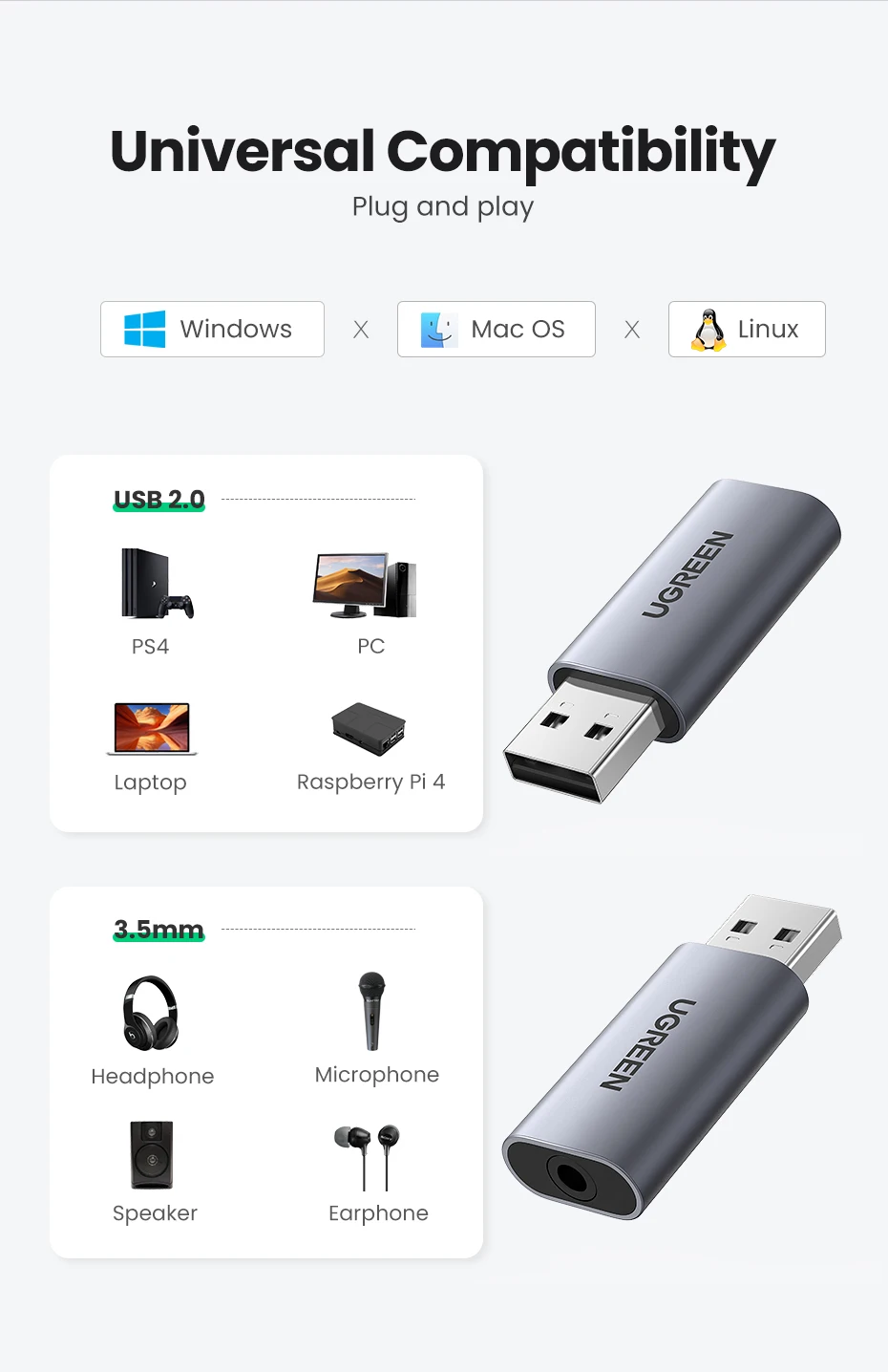 Adaptateur USB Jack compatibilité