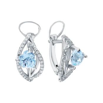 

Silver earrings with Topaz and cubic zirconia sunlight sample 925
