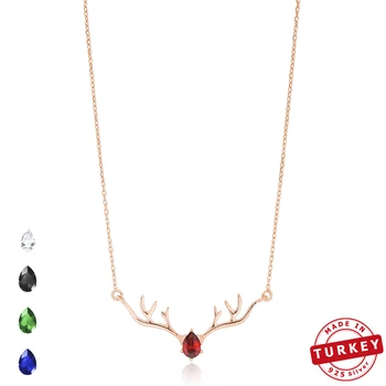 

Buckhorn Charm Drop Stone Turkish Handmade 925 Sterling Silver Necklace