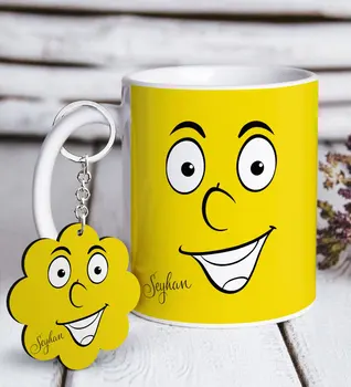 

Personalized Emoji Face White Mug and Keychain Gift Set-4