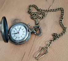 Reloj de bolsillo de cuarzo con esfera Vintage, luminoso, LED, cadena de bronce tallado, tren de vapor, Steampunk, Motor, Retro, FOB, hora