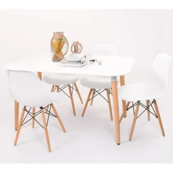

Dining Set NORDIK-MAX with table white lacquered 130x80 and 4 chairs Eames