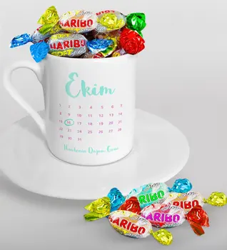 

Personalized Birthday Calendar Turkish coffee Cup and Haribo Candy Gift Seti-1