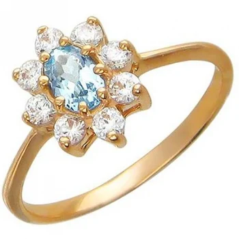 

Esthete ring with cubic zirconia and Topaz in red gold