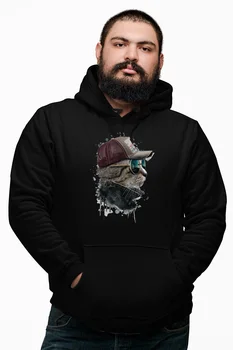 

Angemiel Wear Streetstyle Bespectacled Cat Black Male Hooded Sweatshirt