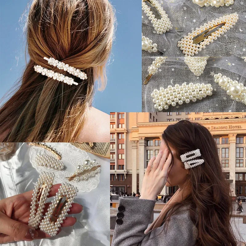 

New Fashion 1 Set Women Girls Elegant Pearls Hair Clips Sweet Hairpins Hair Barrettes Fashion Hair Accessories