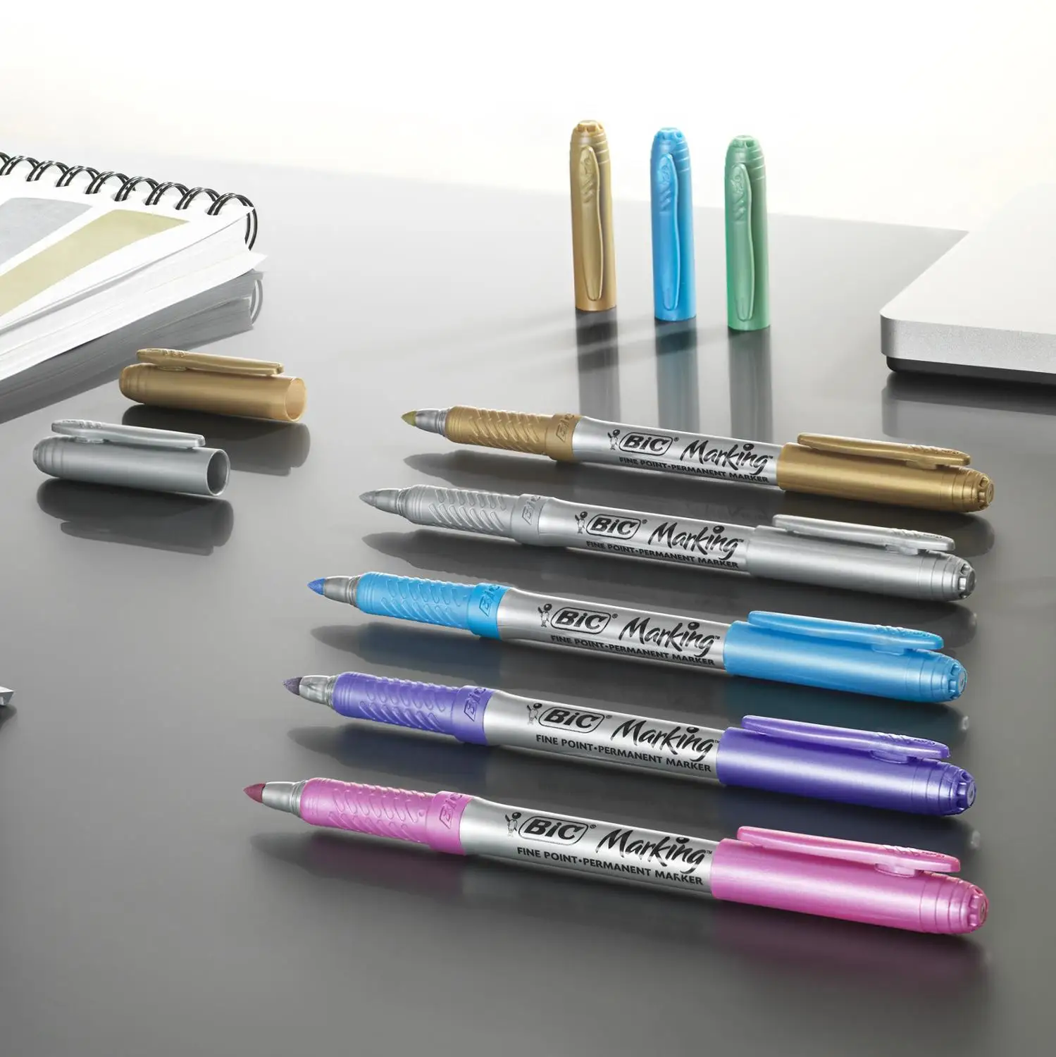 Креативные перманентные маркеры BIC Marking Блистер x5(набор из 5 цветов Металлик