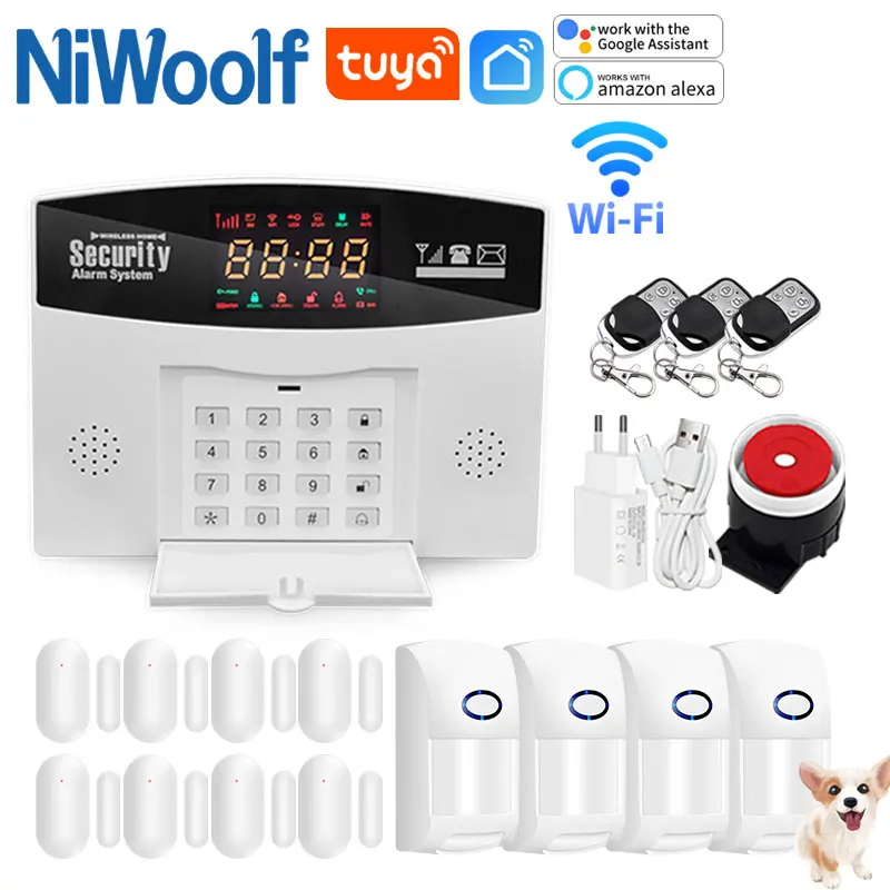 Wifi GSM Alarm System 433MHz Wireless Host Tuya Smart Home Burglar Security Alarm App Control
