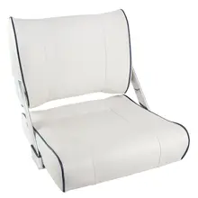 Кресло мягкое с перекидной спинкой белого цвета и синим кантом 1042048