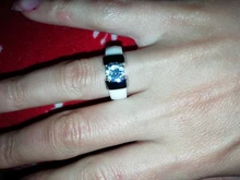 Anillo de boda de cerámica blanco y negro para mujer, joyería de circonita cúbica, anillos de compromiso lisos de cabujón delicado