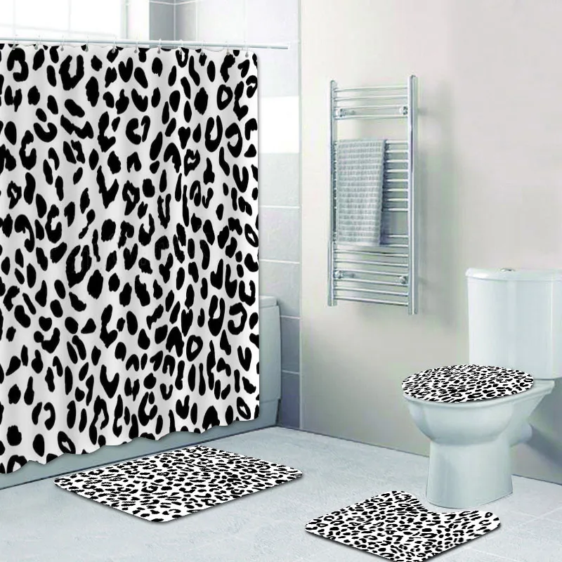 Details about   4Pcs/Set Animal Pattern Waterproof Shower Curtain Toilet Lid Cover Bath Mat 