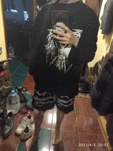 Pantalones cortos Harajuku para hombre y mujer, ropa de calle con patrón de cadena de hierro, holgados, de cintura elástica, para monopatín, Hip-hop