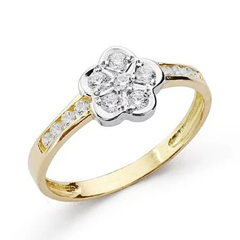 

18k solid gold ring bicolor zircons communion [9052S]