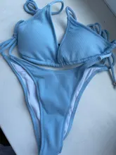 Bikini de banda para mujer, traje de baño Sexy liso sencillo de Material especial, bañador Bandage rosa/amarillo/Negro/Blanco/rojo/azul