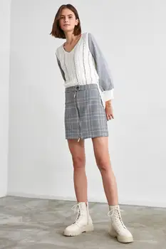 

Trendyol Zipper Plaid Skirt TWOAW21ET0581