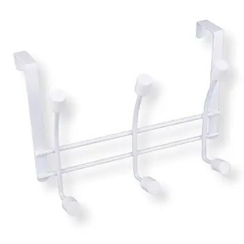 

KOOK TIME coat rack door with 6 hooks, white metal door hanger for hanging clothes without drill, measurements: 26,