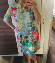 Vestido de verano Retro holgado con media manga, cuello en V, 2020