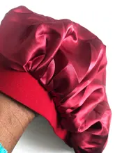 Gorro de seda satinada de talla grande para dormir, gorro para la cabeza, cubierta para pelo rizado