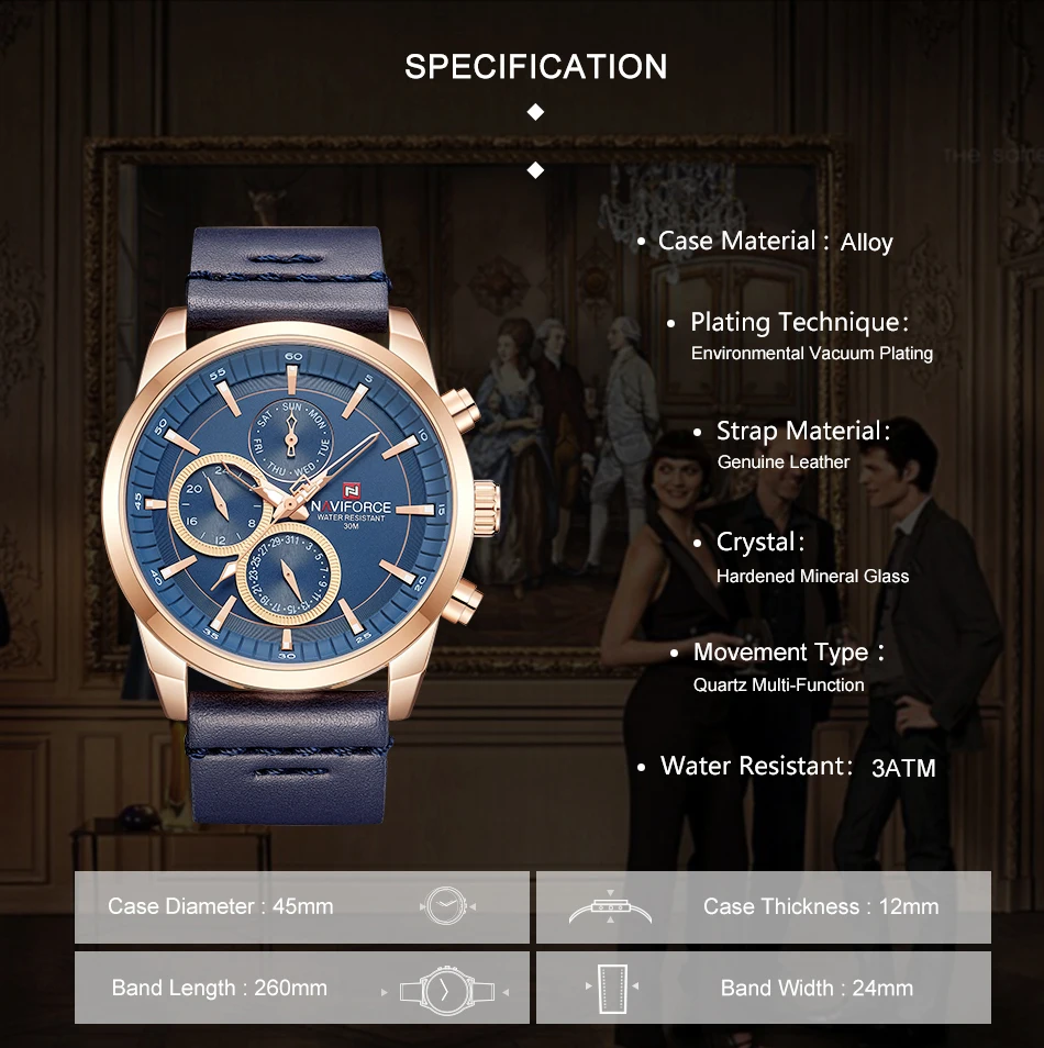 NAVIFORCE Watch 2022 Top Brand Luxury Men Waterproof Quartz Watches Fashion Leather Calendar Men Clock Premium Relogio Masculino