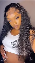 13x4 rizado pelucas de cabello humano brasileño profundo onda de encaje frente pelucas de cabello humano sin costuras Pre arrancado peluca Frontal de encaje pelucas para mujeres