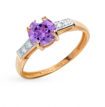 

Gold ring with natital (Chameleon) and cubic zirconia sunlight