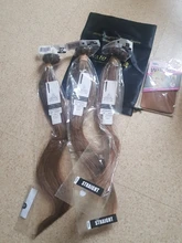 Hueso recto Highligh mechones con cierre brasileño extensiones de pelo ondulado mechones con cierre extensiones de cabello humano mechones con cierre cabello Remy