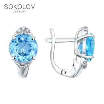 

SOKOLOV Silver drop earrings with stones with cubic zirconia and topaz fashion jewelry silver 925 women's male, long earrings
