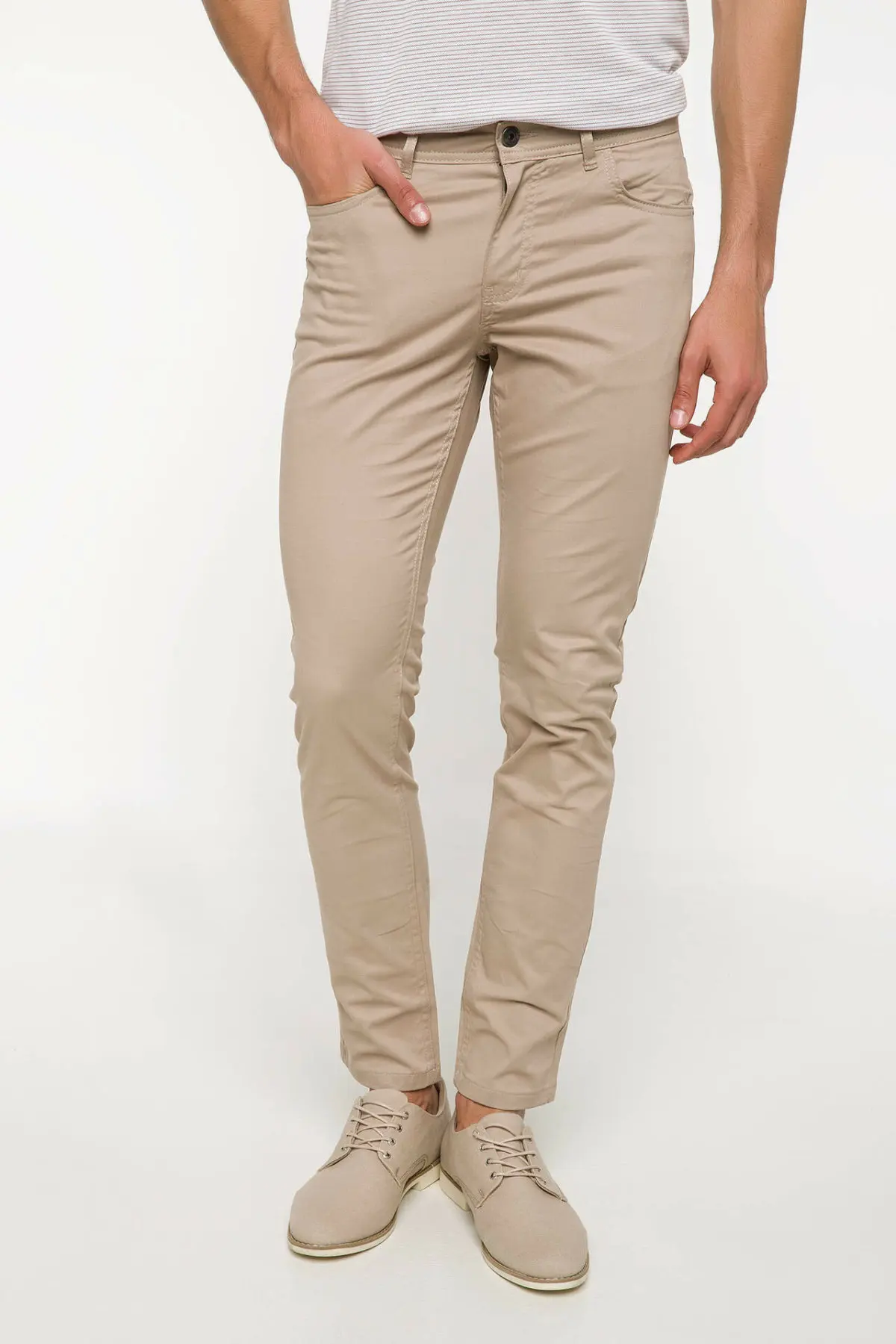 DeFacto Trousers-I3518AZ18SP - Цвет: Бежевый