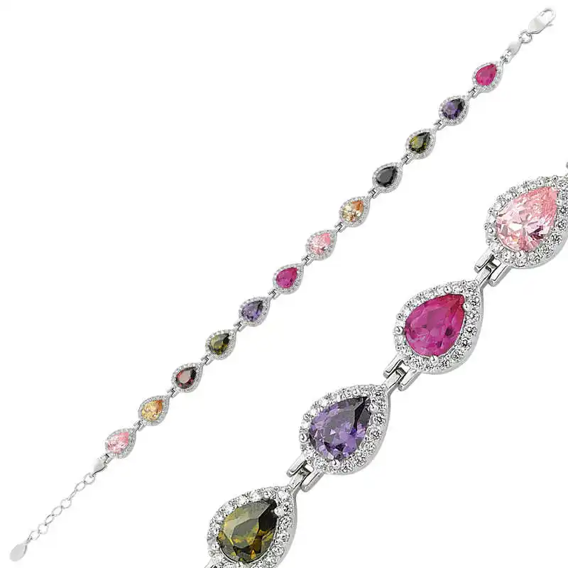 

Armagano 100% 925 Sterling Silver Colorful Zircon Stone Water Way Bracelets Good Quality and Original Women Wrist Straps
