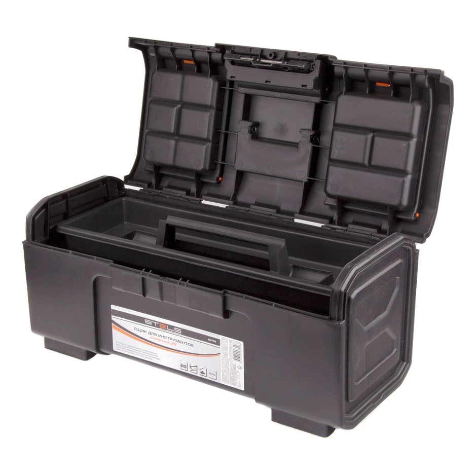 Ящик для инструмента STELS 90763 (Ручка для переноса, 2 лотка для хранения внутри ящика)