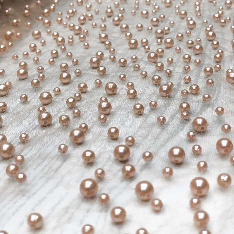 Жемчуг на сетке Тюль Ткань для свадебных и вечерних платьев, цена за метр, эксклюзивный ручной работы текстиль DIY невесты MA