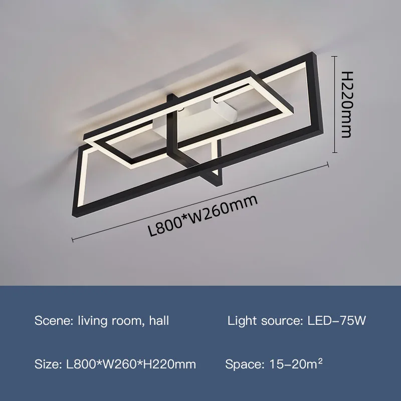 Modern LED Chandelier For Living Room Bedroom Dining Room Kitchen Square Design Ceiling Light Simple Creative Decorative Lamp flush ceiling lights Downlights