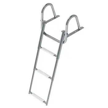 

Telescopic ladder with handrail 3 steps, White steps