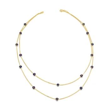 

Double Chain Evil Eye Gold Necklace 01-330-KTFN012