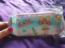 LOL-lápiz de muñeca sorpresa, producto Original, bolígrafo cuadrado de Pu con impresión verde de dibujos animados para chica, papelería para estudiante
