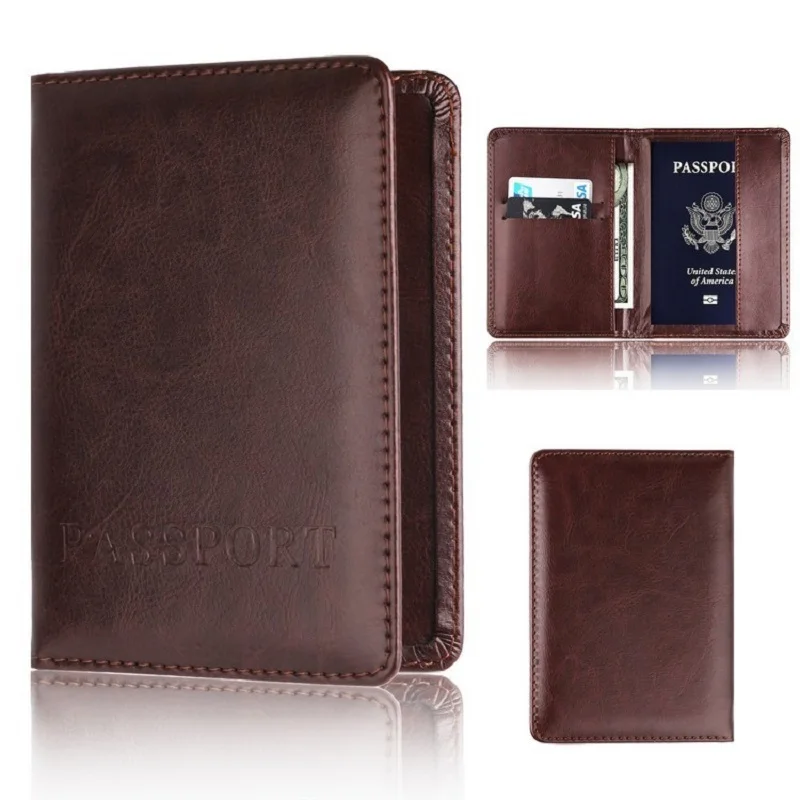 Casual PU Leather Passport Covers Travel Accessories ID Bank Credit