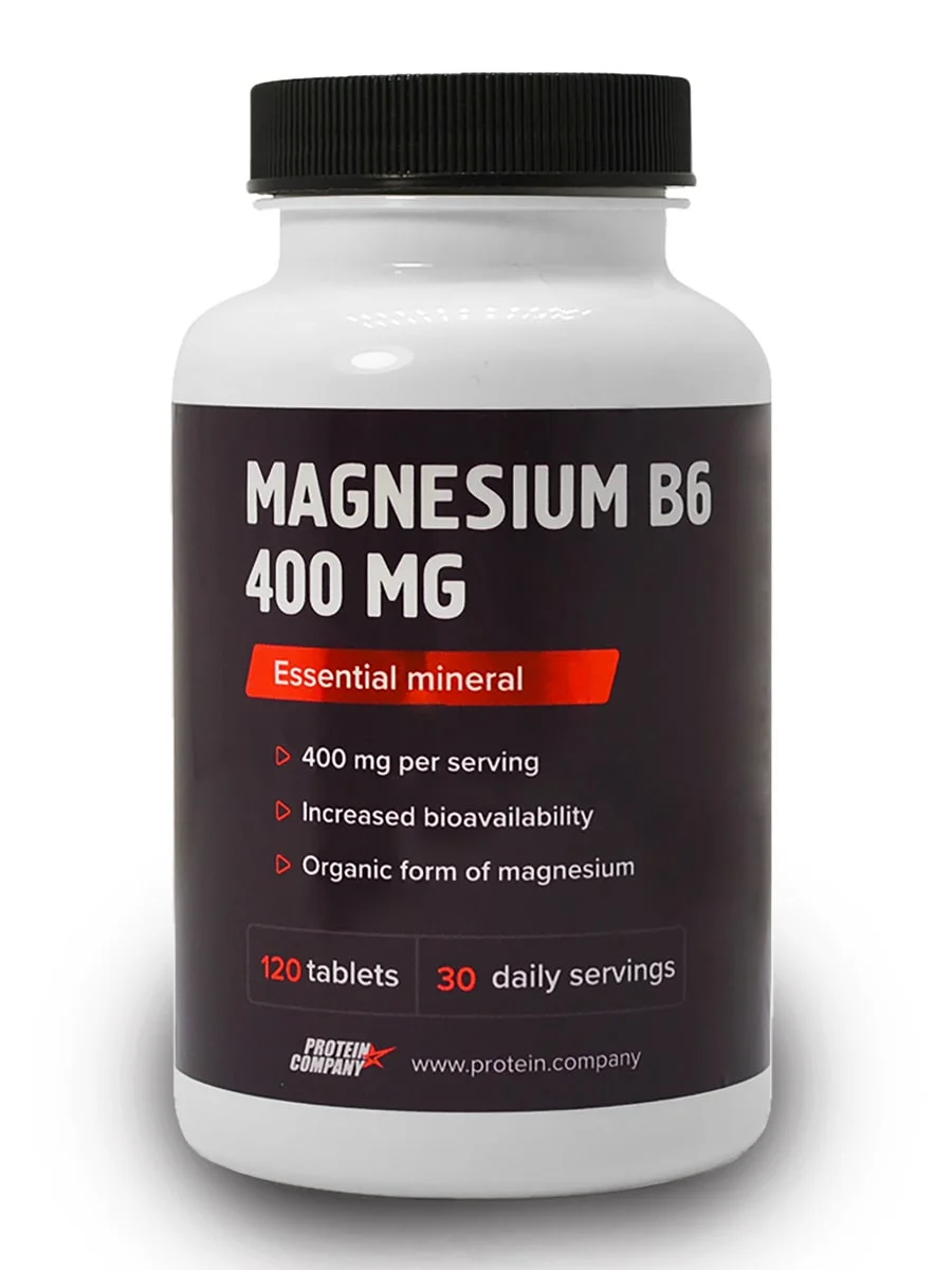Magnesium B6 400 mg / PROTEIN.COMPANY Магний + витамин Таблетки 30 порций 120 таблеток | Красота и