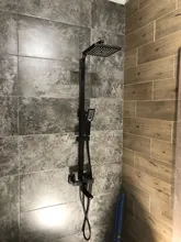 Uythner-Grifo de ducha efecto lluvia para pared, mezclador de agua para bañera, negro mate