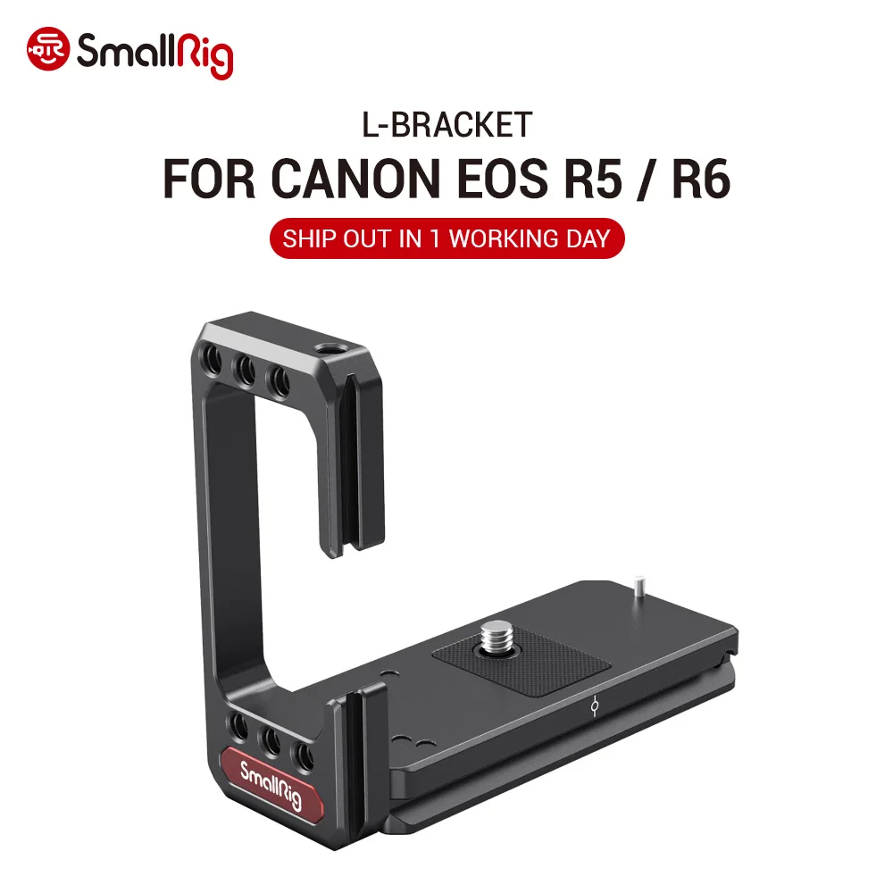 

SmallRig Camera L-Bracket for Canon EOS R5 and R6 w/ Arca-Type 1/4" Accessory Threads Quick Release L plate 2976