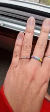LEKANI-anillo de compromiso romántico para mujer, de Plata de Ley 925 auténtica, sortijas de Corazón Arco Iris apilables, joyería fina