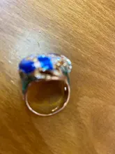 Joyería de estilo Retro dorado para mujer, anillo pintado a mano con aceite, joyería