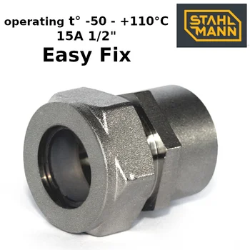 

Brass & nickel adapter coupling Stahlmann (F) 15х1/2 НП EF water supply fittings couplings for water pipes coupler ferrule