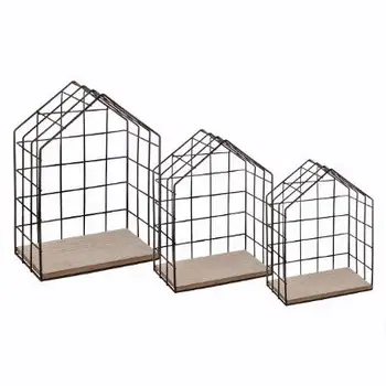 

Set 3 shelves for hanging. Made of metal and wood. Black Color and natural wood. Size 34x22x11 - 27x18x10 -21x15x8cm.